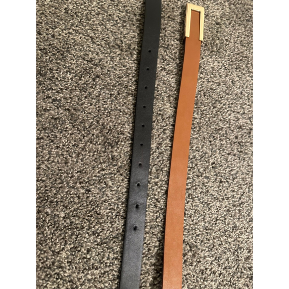 Women's Belts One Size Black Brown Gold Buckle Set of 2 - Picture 5 of 7